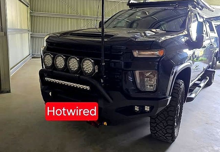 Light bar and driving lights fitted to a 4WD
