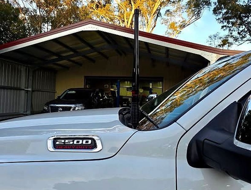 American truck in the workshop for accessories